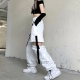 young miko concert outfit Korean Style Ins Detachable Overalls Women's Loose Slimming Ankle-Tied Pants 2024 New High Waist Casual Straight Pants