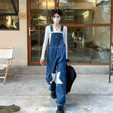 outfit inspo Star Denim Suspender Pants American Retro Autumn National Fashion Design Wide Leg Loose Casual Overalls