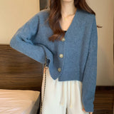 carhartt outfit Korean Gentle Style Solid Color Simple Sweater Women's Coat Spring and Autumn Slim Slimming Short Knitted Cardigan