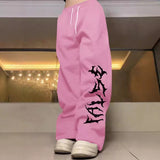 comfy school outfits New Loose Style Letter Print Elastic Drawstring Waist Sports Pants for Men and Women