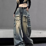 y2k outfits American Retro High Street Wide Leg Workwear Jeans Women's Autumn New Low Waist Loose Slimming Trousers Fashion