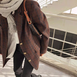 fall outfits women Maillard Plaid Suit Jacket for Women Spring and Autumn New Style Light Mature Retro Top  Suit