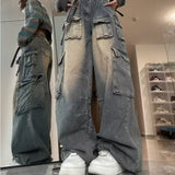 y2k outfits American Retro High Street Wide Leg Workwear Jeans Women's Autumn New Low Waist Loose Slimming Trousers Fashion