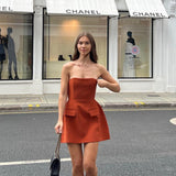 avant garde dress to impress A176ds Summer New Solid Color Sleeveless Sexy Tube Top Slim High Waist Short Dress