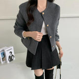 xmas outfits 2024 Korean Style High-Grade Woolen Coat Simple round Neck Short Woolen Top 4 Colors