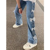 outfit inspo Design Sense Niche Bow Jeans for Women Chubby Girl Spring and Summer New plus Size High Waist Straight Loose Wide Leg Pants