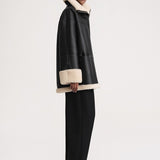 family photo outfits winter Women's Autumn and Winter New Fashion Cashmere Leather Fur Collar Composite Mid-Length Coat Leather Coat