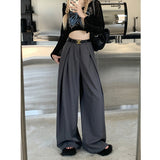 business casual outfits Fall 2024 This Year Popular Popular Loose High Waist Wide Leg Suit Pants Women's Casual Mopping Long Pants