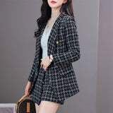 business casual outfits Autumn and Winter New Plaid Long-Sleeved Suit Jacket Women's Skirt Pants Two-Piece Suit Elegant Fashion Temperament Fashion