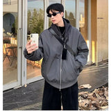 men s haircut Spring and Autumn Fake Two-Piece Double Zipper Hooded Baseball Jacket Ins Loose Street Style Top