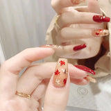 women’s fall fashion 2024 B456-Floating Maple Leaf Wearing Nail Wearable Finished Nail Sticker Phototherapy Nail Sticker Expensive Fake Nail Patch