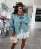 outfit ideas for school round Neck Lace-up Knitted Cardigan Coat 2024 Autumn and Winter New Pure Color Commuter Simple Sweater for Women