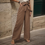 business casual outfits Casual Trousers Summer New Pants Lace-up Ruffled Elastic Trousers