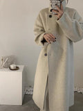 birkenstock clogs outfit fall 2024 New Korean Style Stand Collar Single-Breasted Double-Sided Cashmere Coat Mid-Length Autumn and Winter Thickened Wool Coat for Women