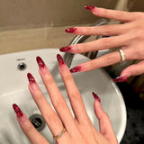 fall nails Full Diamond New Year Angola Red Flash Nail Pure Handmade Christmas Wear Nail Detachable White Light Luxury