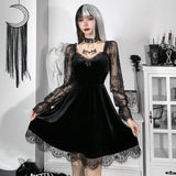grunge dti  Dark Style Autumn New Hip Hop Lace Fashion Chest Speaker Long Sleeve Dress