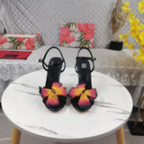 shoes Color Matching Butterfly Jewelry Catwalk High Heel Shoes 2024 New Luxury Fashion Trendy Sexy Summer High Heel Sandals