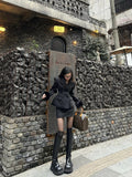 90s fashion Socialite Wear Commuter Suit Women's Waist Slimming Woolen Suit Jacket Sheath Short Skirt