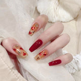 women’s fall fashion 2024 B456-Floating Maple Leaf Wearing Nail Wearable Finished Nail Sticker Phototherapy Nail Sticker Expensive Fake Nail Patch