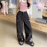 y2k outfits American Punk Sweet Cool High Waist Straight Jeans Women's Asian Culture New Slimming Loose Mop Long Pants