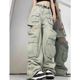 Fashionkova y2k American High Street Fashion Brand Detachable Design Workwear Jeans Women's Retro Straight Niche College Style Pants Women