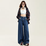 1980s fashion trends  Women's American Blue Wide Leg Jeans Women's Autumn and Winter High Waist Loose Draping Mop Pants