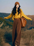 business casual outfits Autumn and Winter Korean Style Elegant Fashion Loose Slimming Sweater Casual Niche Chic High Waist Wide Leg Pants Suit Women