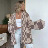  2024 Loose Casual Cardigan Color Matching Sweater