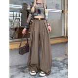 business casual outfits Fall 2024 This Year Popular Popular Loose High Waist Wide Leg Suit Pants Women's Casual Mopping Long Pants