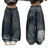 Fashionkova 90s streetwear 2024 New Popular Print Women's Jeans Street Y2K Harajuku