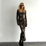 Fashionkova Rowena Leopard Print Long Dress