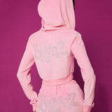 dream clothes Hot Girl Long Sleeve Sports Suit Navel Hooded Cardigan High Waist Trousers Street Fashion Outerwear