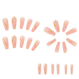 men’s fall fashion 2024 Wear Nail Long Marble Nail Patch Nail Patch Golden Streamline 3D Relief Nail Patch Finished Product