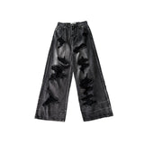 grunge outfits American High Street Ripped Jeans Women's Spring and Autumn Loose Slimming Versatile Wide Leg Trousers High Waist Washed Distressed Pants