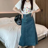 1980s fashion trends New Chinese Style Denim Suit Women's Spring Clothes with a Set of Fashionable Western Style Split Wide-Leg Pants Two-Piece Suit