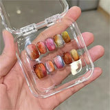 men’s fall fashion 2024 Rainbow Fruit Hard Candy Cat Eye New Handmade Wear Glass Beads Ins Advanced Dopamine Nail Patch