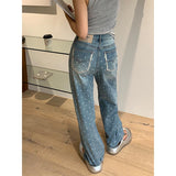 fall outfits women Retro Small Polka Dot Straight Jeans Women's Thin Summer New Loose Trousers Blue Wide Leg Pants