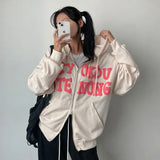 Fashionkova Flocking Letter Print Oversized Hoodie