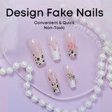 fall wardrobe capsule 2024 Handmade Leopard Print Wearable Nail Piece French Red Flower Water Pipe Fake Nail Wear Nail Patch Nail Piece Nail Sticker