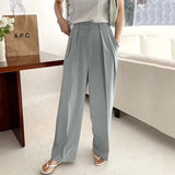 social worker outfits 2024 Spring and Summer Niche Temperament High Waist Pleated Design Loose Casual Draping Straight Wide Leg Suit Pants Trousers for Women