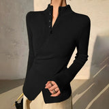 fashion outfits Irregular Hem Turtleneck Bottoming Shirt Women's Cross Long Sleeve Sweater Top