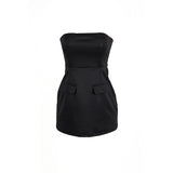 avant garde dress to impress A176ds Summer New Solid Color Sleeveless Sexy Tube Top Slim High Waist Short Dress