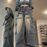 y2k outfits American Retro High Street Wide Leg Workwear Jeans Women's Autumn New Low Waist Loose Slimming Trousers Fashion