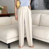 social worker outfits 2024 Spring and Summer Niche Temperament High Waist Pleated Design Loose Casual Draping Straight Wide Leg Suit Pants Trousers for Women