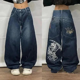 Fashionkova 90s streetwear 2024 New Popular Print Women's Jeans Street Y2K Harajuku