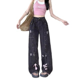 y2k outfits American Punk Sweet Cool High Waist Straight Jeans Women's Asian Culture New Slimming Loose Mop Long Pants