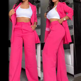 buisness casual women outfits chic 2024 Women's Elegant Solid Color Split Sleeve Lapel Suit Pocket Straight Pants Suit