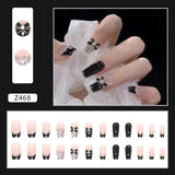 fine hood black men Autumn and Winter Dark Wear Nail Pearl Bow Elegant Sweet Cool Girl Nail Beauty Piece White Nails