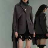 dti outfits Maillard Small Suit for Women 2024 Autumn New Personalized Multi-Wear Shawl Design Long Sleeve Suit Jacket