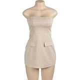 avant garde dress to impress A176ds Summer New Solid Color Sleeveless Sexy Tube Top Slim High Waist Short Dress